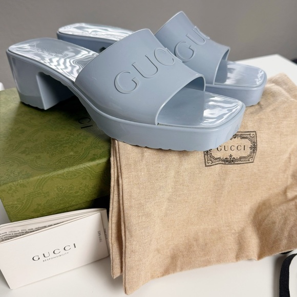 GUCCI Rubber Platform Slide Sandals Size 40 - Picture 3 of 16